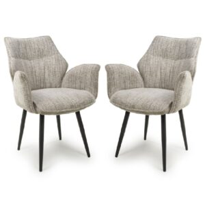 Banff Toffee Fabric Dining Chairs With Black Legs In Pair