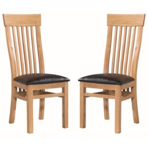 Empire Oak Wooden Dining Chairs In Pair