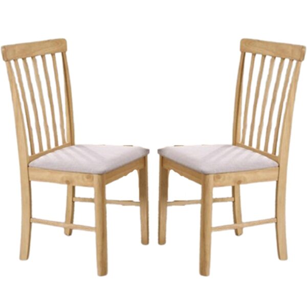Garnet Oak Wooden Dining Chairs With Fabric Seat In Pair