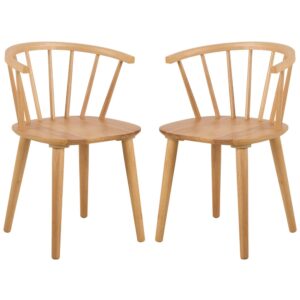 Scribner Matt Oak Wooden Dining Chairs In Pair