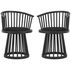 Biloxi Black Velvet Dining Chairs With Wooden Frame – Pair