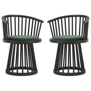 Biloxi Forest Green Velvet Dining Chairs With Wooden Frame – Pair