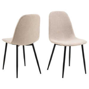 Canby Beige Fabric Dining Chairs With Black Legs In Pair