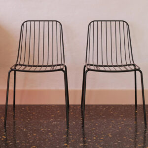 Cedar Black Metal Dining Chairs In Pair