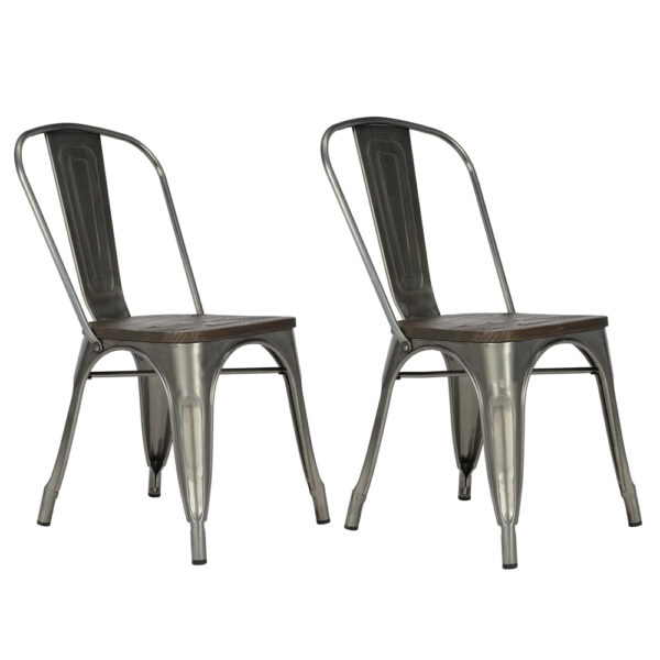 Findlay Antique Wooden Dining Chairs With Metal Frame In Pair