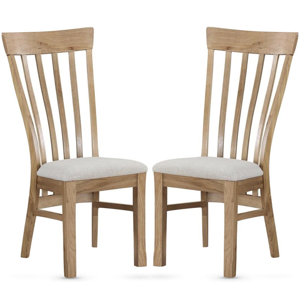 Trevino Oak Wooden Dining Chairs With Fabric Seat In Pair