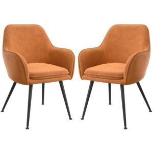 Tyrone Rust Velvet Dining Chairs – Pair