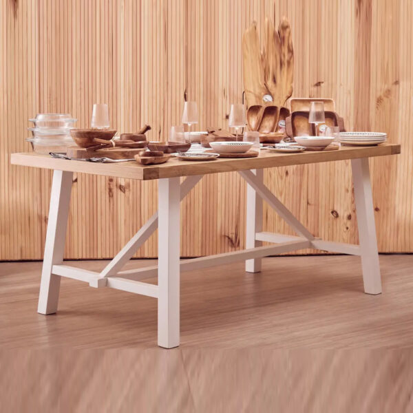 Payson Wooden Dining Table In Natural And White