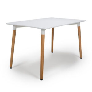 Regis Wooden Rectangular Dining Table In White