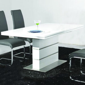 Duncan High Gloss Dining Table With Stainless Steel Base In White