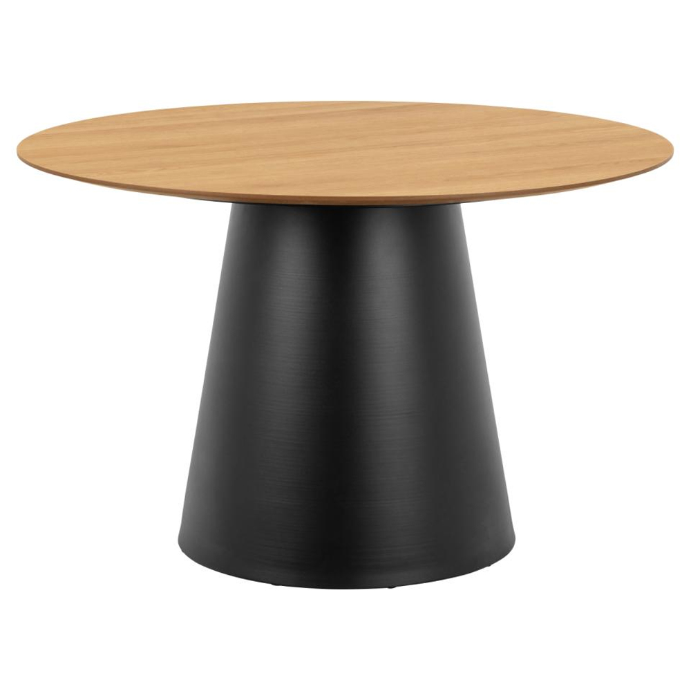 Stanford Wooden Dining Table With Black Base In Matt Oak