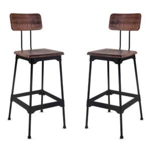 Delzano Ash Wood Bar Chair in Pair
