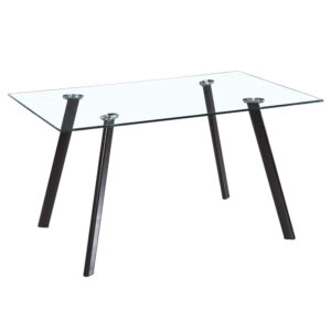 Gilroy Clear Glass Rectangular Dining Table With Black Legs