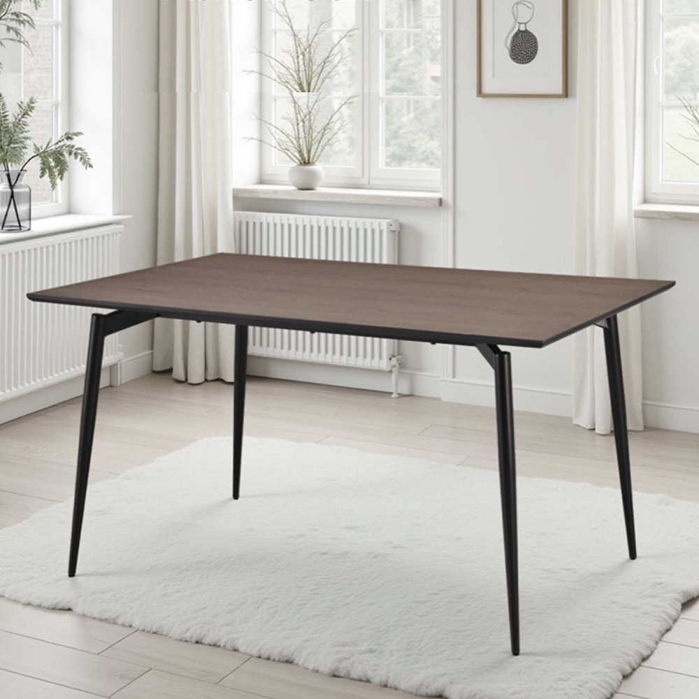Irmo 140cm Wooden Dining Table With Black Legs - Ashen Oak