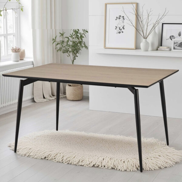 Irmo 140cm Wooden Dining Table With Black Legs - Dune Oak